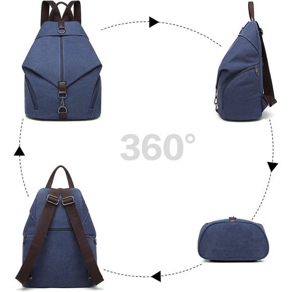 JOSEKO NEW Blue Denim Color Canvas Bag PERFECT SIZE Daypack - Picture 3 of 5